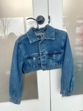 Fashion Nova Classic Blue Cropped Denim Jacket